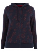 Navy color lace print long sleeve plus size womens hoody