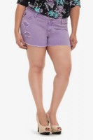 Lilac Destructed Cutoff Denim Shorts
