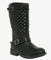 Embellished black boots in wide width