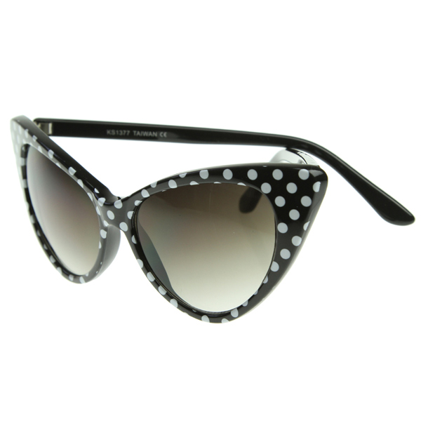 Polka Dot Cat Eye Womens Mod Fashion Super Cat Sunglasses