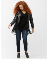 Women's Plus Size Fringe Leather Jacket