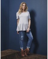 Soft Jersey Peplum Top Casual Tee with flaring bodice
