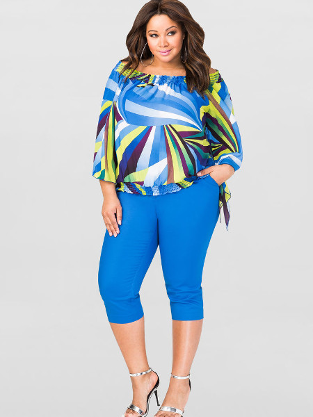 Off Shoulder Peasant Top In Womens' Plus Sizes