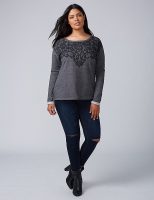 Womens Plus Size Lace Printed Sweatshirt
